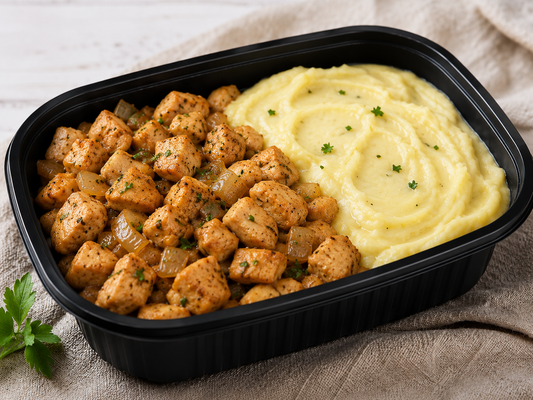 Creamy Mashed Potatoes & Diced Chicken Onions
