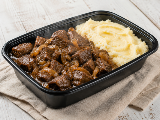 Diced Beef & Onion with Mashed Potatoes